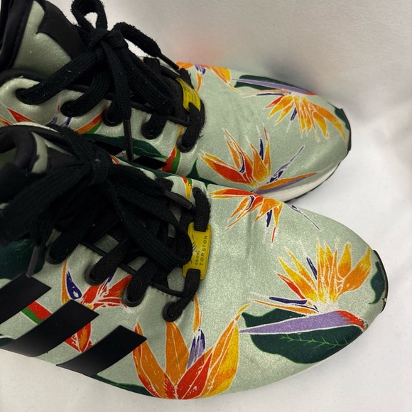 Adidas Originals Mens ZX FLUX NPS Blush Green Floral All Over Print Sneaker 10 - Picture 2 of 16